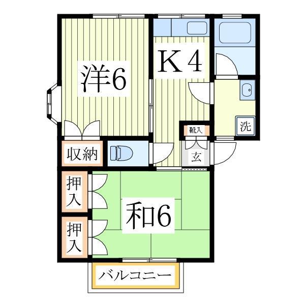 ニューGMコーポ1号棟(2K/2階)の間取り写真