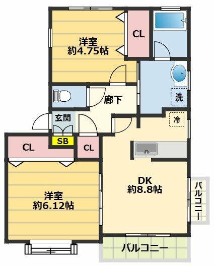 ドリームSEFA(2LDK/2階)の間取り写真