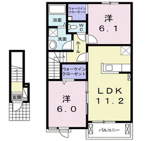 シルフィード津之郷(2LDK/2階)の間取り写真