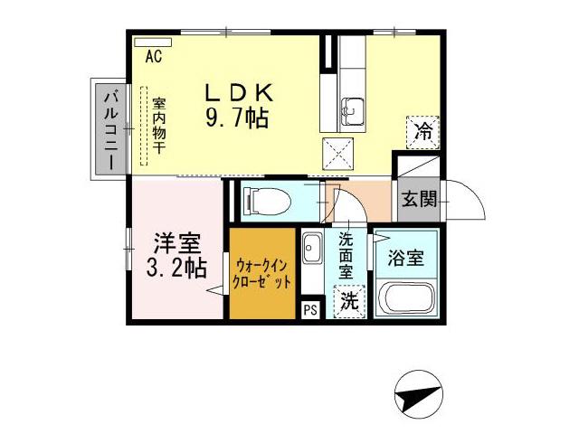 ラ・フレーズ(1LDK/1階)の間取り写真