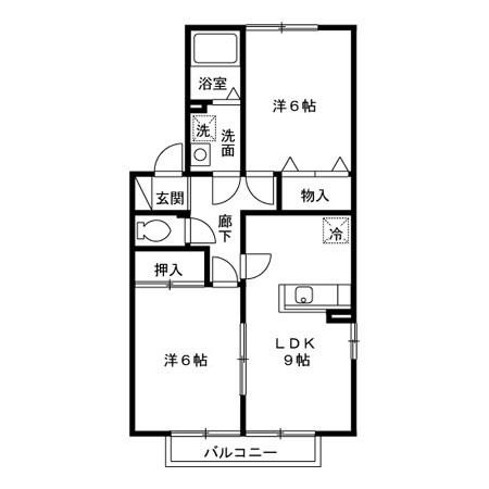 リビングタウン西浦 A/B/C/D/E(2LDK/2階)の間取り写真