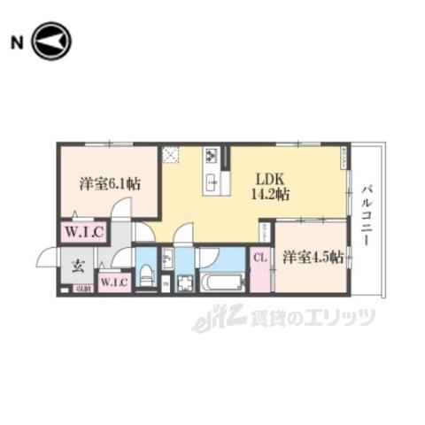 アレ・デ・フルール西向日駅前北棟(2LDK/3階)の間取り写真