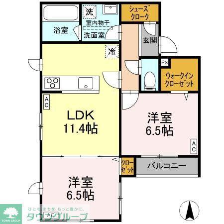 世田谷区新町3丁目PJ(2LDK/1階)の間取り写真