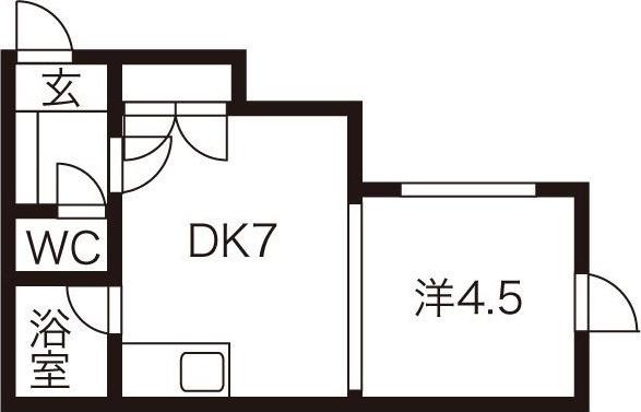 エステート美和南4条(1LDK/3階)の間取り写真