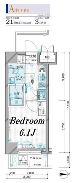 メインステージ錦糸町(1K/8階)の間取り写真