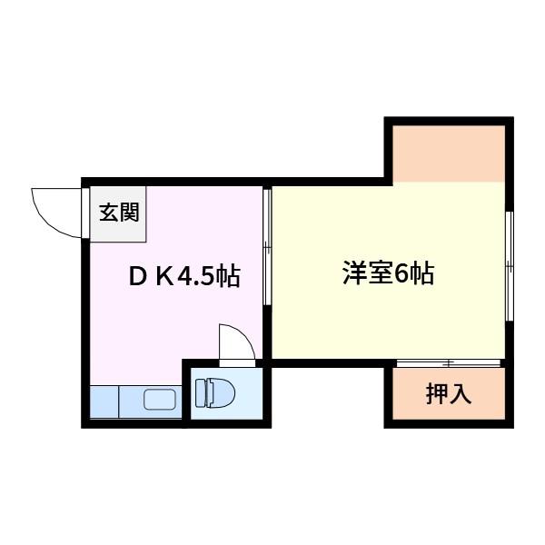 山口アパート(1DK/2階)の間取り写真