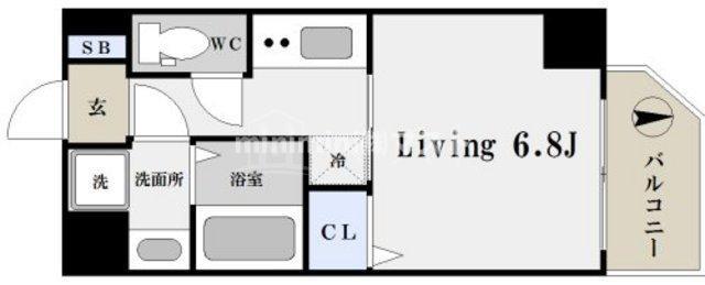 W-STYLE難波(1K/9階)の間取り写真