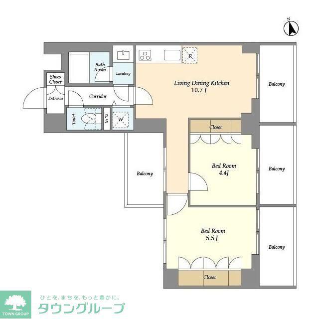 オープンブルーム綾瀬(2LDK/8階)の間取り写真