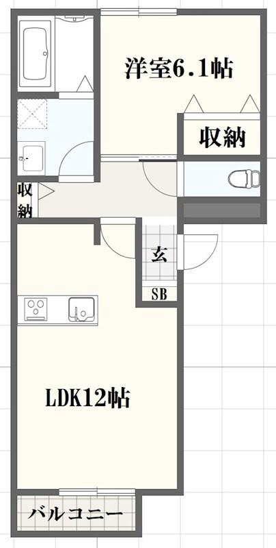 トリニティI(1LDK/3階)の間取り写真