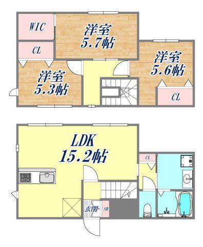 SOLARE摩耶(3LDK/1階)の間取り写真