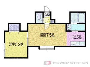 AREX 小樽(1LDK/2階)の間取り写真