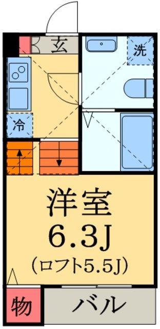 LAVIERE蘇我(1K/1階)の間取り写真