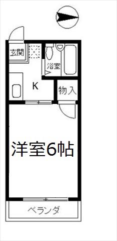 ノースヒルズII(1K/1階)の間取り写真