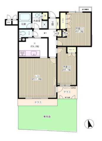 スクエア高円寺(2LDK/1階)の間取り写真