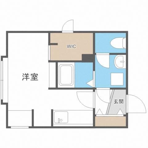 GRAND TERRACE北4条(1K/1階)の間取り写真