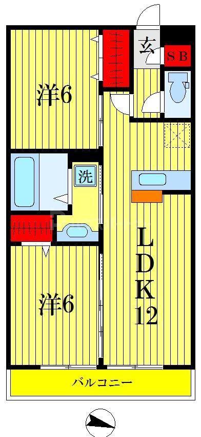 ダンディライオン(2LDK/1階)の間取り写真