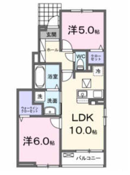 クラール(2LDK/1階)の間取り写真