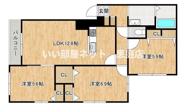 TERRACEK6(3LDK/4階)の間取り写真