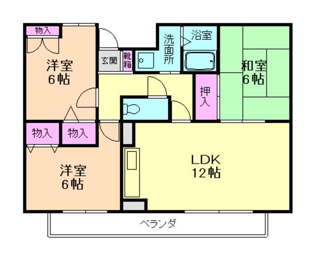 ベルクオーレ上池田(3LDK/2階)の間取り写真