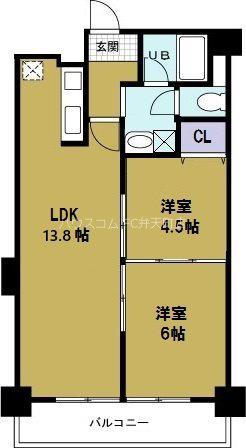 第8柴田ビル(2LDK/8階)の間取り写真