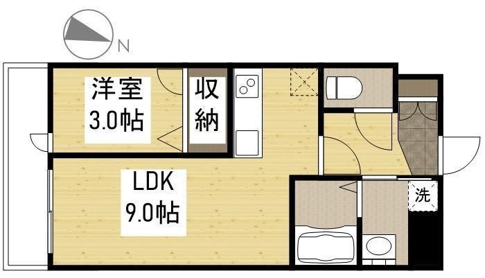 月光福山三吉町(1LDK/3階)の間取り写真