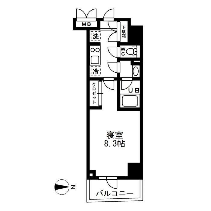  レジディア亀戸-(1K/8階)の間取り写真