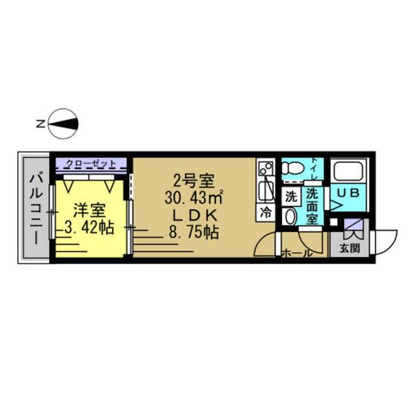 ワイケー南流山(1LDK/2階)の間取り写真