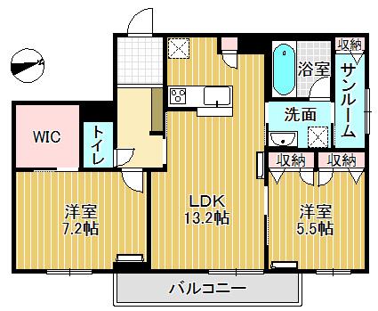ミライエ・シリウス イースト(2LDK/2階)の間取り写真