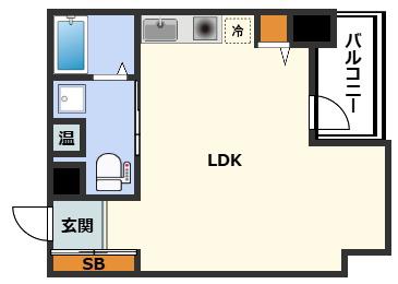 ローツェII(ワンルーム/2階)の間取り写真
