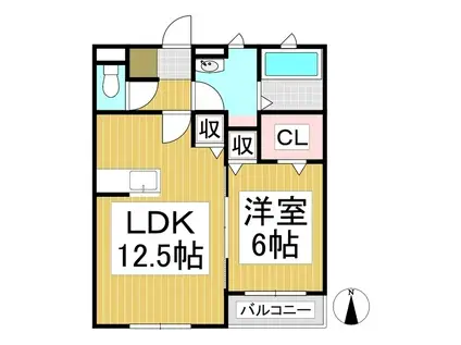 アネックス15 A棟(1LDK/2階)の間取り写真