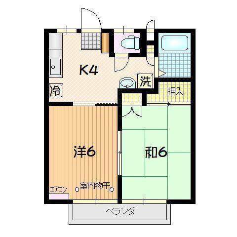 サンハイツ阿部(2K/2階)の間取り写真