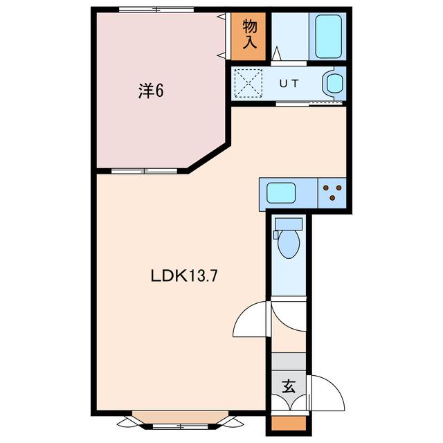 WATER COURT II(1LDK/1階)の間取り写真