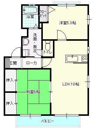 エスペランサ B棟(2LDK/2階)の間取り写真