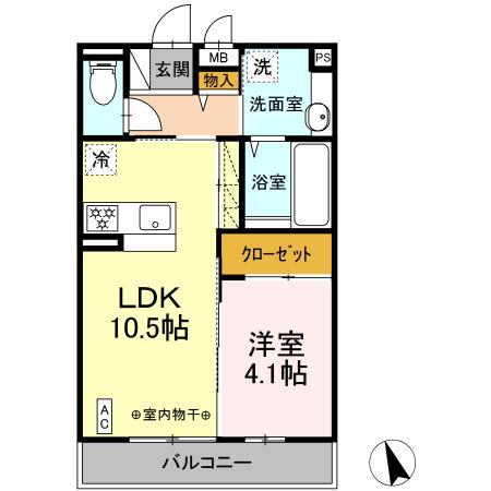 シグネイチャー03綱島(1LDK/2階)の間取り写真