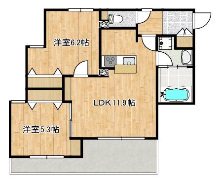 マグノリア(2LDK/1階)の間取り写真