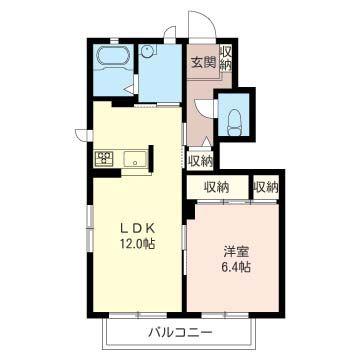 ブルースカイコート(1LDK/1階)の間取り写真