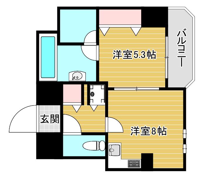 ZEUS桜川プレミアム(1LDK/2階)の間取り写真