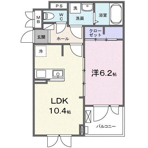 ラヴィエールII(1LDK/2階)の間取り写真