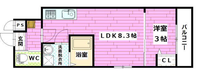 MOVE船越南(1LDK/1階)の間取り写真