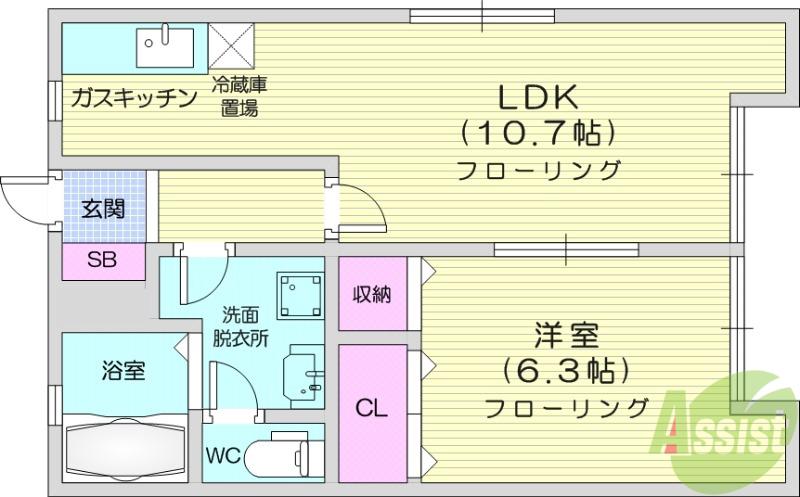 メゾンクレール(1LDK/2階)の間取り写真