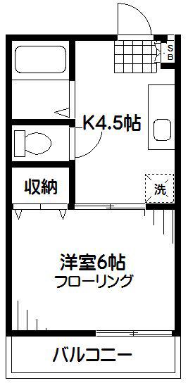 アイビーハイツC棟(1K/1階)の間取り写真