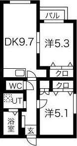 NEST円山(2LDK/2階)の間取り写真