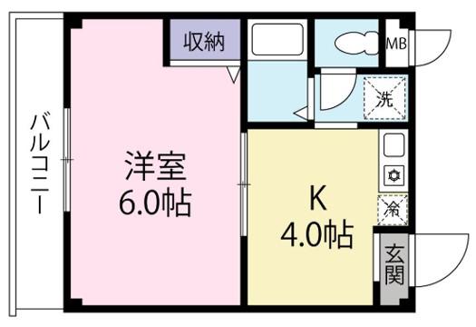 三喜ハイツ(1K/3階)の間取り写真