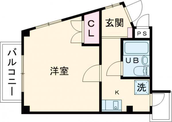 アンジェラス(1K/3階)の間取り写真