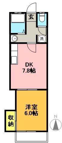 パレス赤堤(1DK/1階)の間取り写真