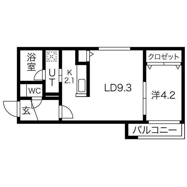 FLORES澄川(1LDK/1階)の間取り写真