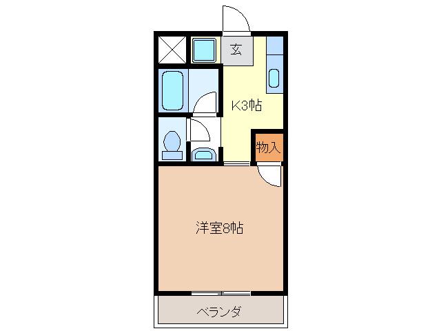 コーポK&R(1K/3階)の間取り写真