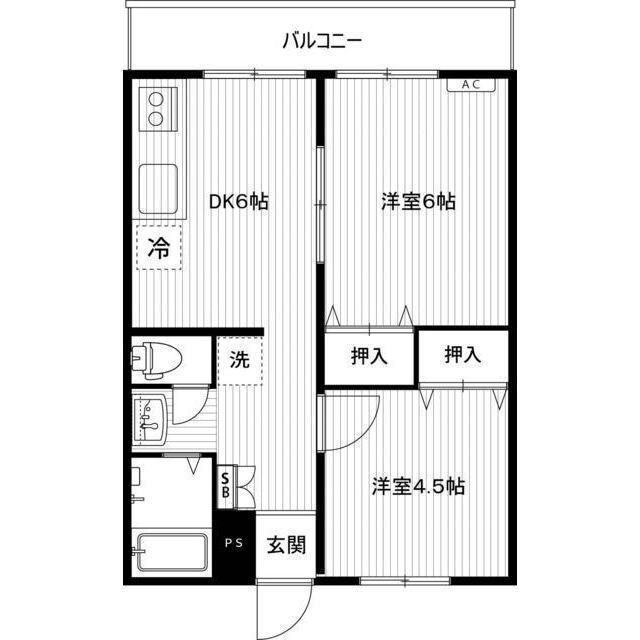 千歳台パークハイツ(2DK/1階)の間取り写真