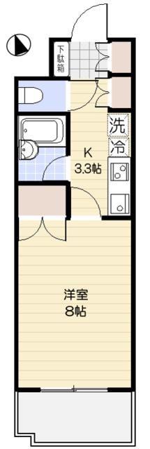 PLATZ中井(1K/2階)の間取り写真