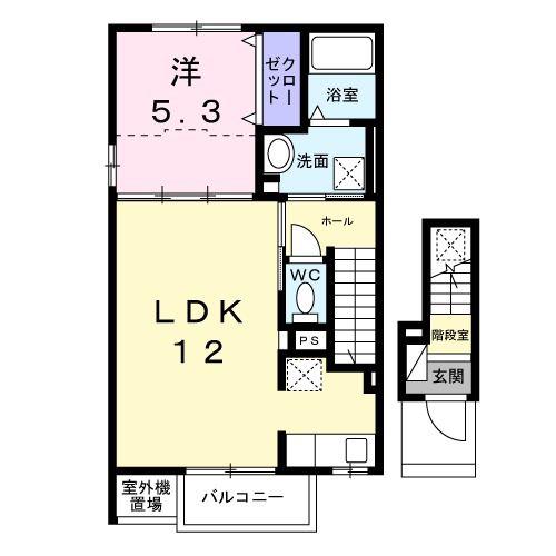 プラシード・ピアッツァ(1LDK/2階)の間取り写真